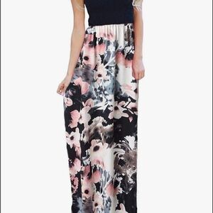 Floral Maxi Dress with Black Top